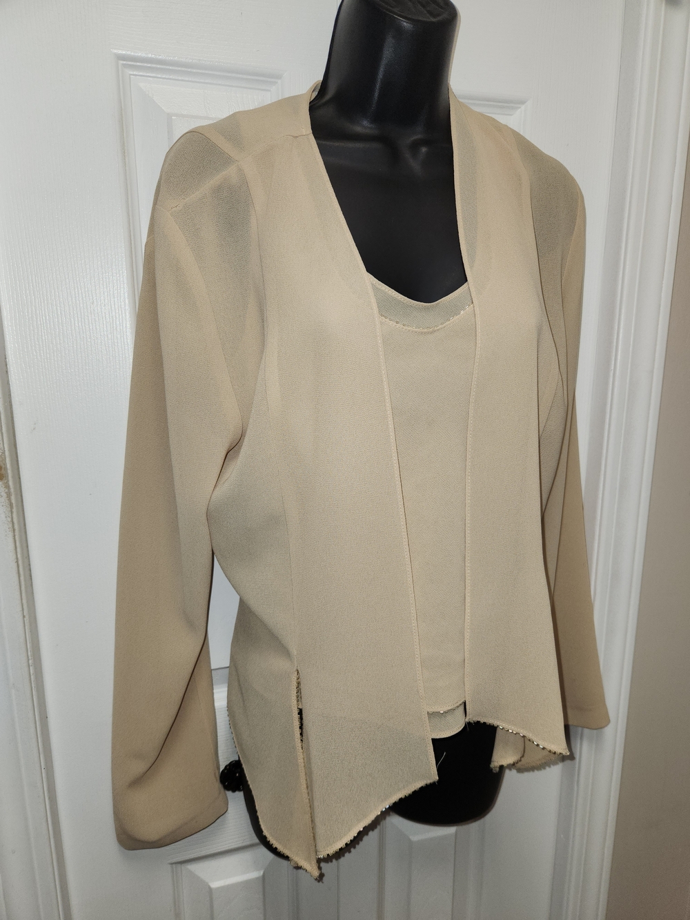 🍉Joseph Ribkoff Beige Open Front Jacket & Shell - Picture 8 of 11